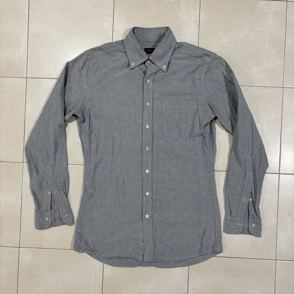 Proper Cloth Button Up Shirt Men's M Gray OCBD Oxford Dress Shirt Casual Work
